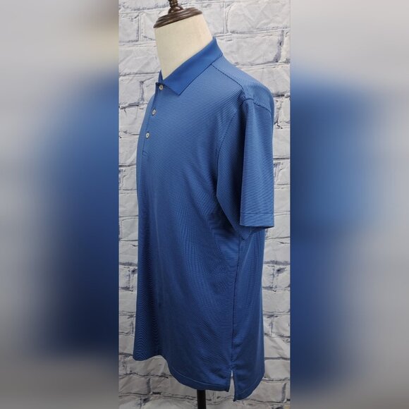 Peter Millar Summer Comfort Mens Polo Shirt Golf Blue Striped Classic Fit Medium - Picture 11 of 15